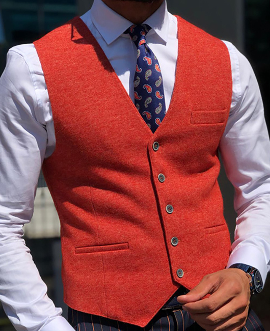 Fashion Plain V Neck Single Breasted Blazer Vest